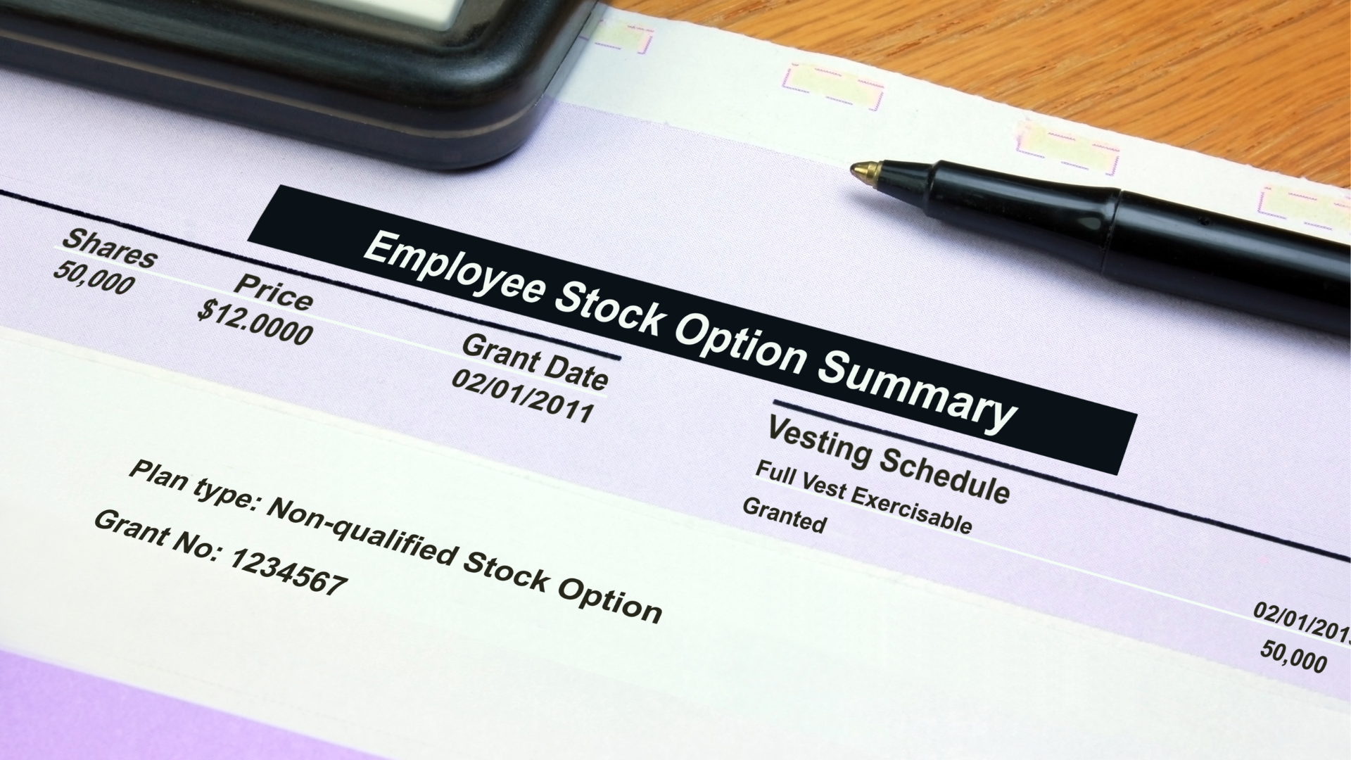 Employee Stock Option Summary